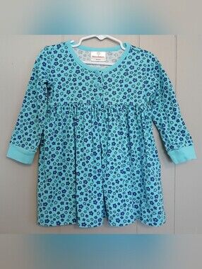 Hanna Andersson Girls 90 Blue Floral  Dress